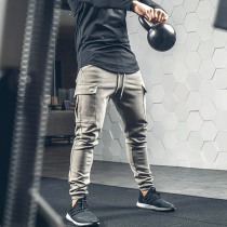 Spring new muscle brothers fitness sports leisure trousers pocket tooling Stretch Slim camouflage mens Tide pants