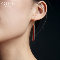 Antique earrings red sterling silver earrings womens high sense of atmospheric quality stud earrings long earrings 202021 new trend