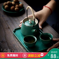 Kongfu tea with quick guest cup One pot of two glasses brief 2 people tea tea small suit ceramic teapot tea cup suit for home