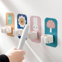 Mop-hook-free wall-mounted wall-mounted wall mop clip Idea cute No-dent powerful load-bearing adhesive hook mop rack