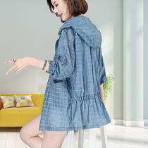 Foreign mother sunscreen clothes womens long sleeves summer thin loose size ladies short coat casual sunscreen clothes tide