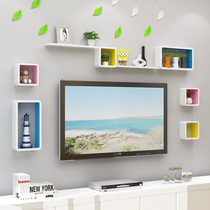 Wall shelf Wall-mounted living room TV background wall Wall partition hole-free bedroom creative lattice decoration