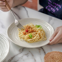 Mei thick burning Japanese simple style Western food breakfast Net Red big plate Dish Home ceramic creative Japanese import