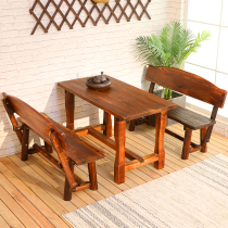 Balcony table and chair three-piece Villa outdoor courtyard garden anti-corrosion Wood open-air rainproof yard into the home retro roof