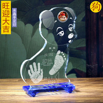 Auspicious boy Baby Full Moon custom-made Crystal hand and foot printed mud Lanthus souvenir Wangying Daji 2018