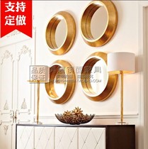 Eurostyle Extravaganza Golden Round Combined Mirror Genguan Decoration Mirror American Living-room Sofa Background Wall Composition Wall Accessories