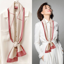 2021 new thin narrow strip small silk scarves women Summer thin South Korea 100 lap decorated with small scarves with a shirt tie
