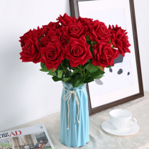 Modern minimalist ceramic flower arrangement vase simulation rose bouquet fake flower living room red dried flower home decoration ornaments