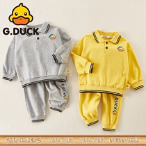 BE006 Little Yellow DUCK G DUCK childrens autumn casual jacket sweater polo shirt set baby two-piece tide