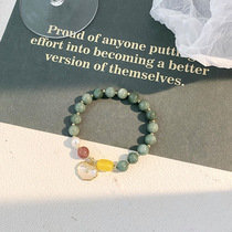 The fashion retro jade skewers bracelets for the female national wind to pray for the long life of the small people to lock the pendant pearl bracelets to send girlfriends