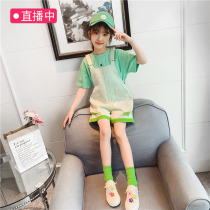 Girl Back Belt Pants Summer Dress 2022 New Girl Great Child Korean Version Suit Childrens Tennis Red Short Sleeve Two Sets Foreign Air