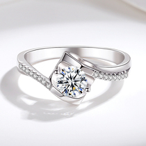 Mosanstone drill ring female pure silver sky to make it kiss and twist arm simulation drill ring begging for wedding ring birthday present