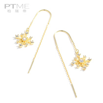 Premium sense snowflake ear line femininity 925 sterling silver round face thin earrings earrings earrings drop earrings ear chain tassel long section