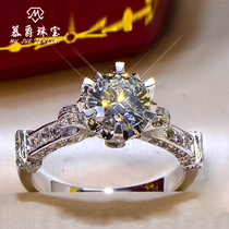 mo sang shi zuan jie zhi female light luxury six-claw niche design fashion personality 925 sterling silver 18K Gold 1 karat diamond