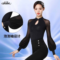 Dan Baoluo's new Latin dance dress women's lantern sleeve top slim dance dress loose high collar modern dance dress
