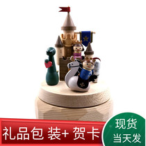 Taiwan eight music box Castle solid wooden princess Children Childrens Day gift Birthday rotating forest living wood fun