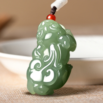 Natural Hetian Jade pendant mens and womens necklaces Qinghai material Jade pendant green jade piqueli PISIU leather Jade brand