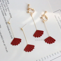 Shallow icons for hand-made original Hanfu Chinese style antique simple long earrings female retro temperament wu er dong clip-on earrings