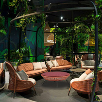 Outdoor Woven Rattan Sofa Designer Furniture Villa Garden Casual Sofa Balcony Tea Table Patio Bench three sets