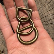 D-shaped buckle bronze old handmade leather hardware accessories handle connection and other American retro