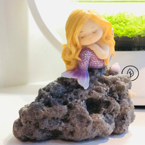 Fish Tank Built View Mermaid Swing Piece Cartoon Aquarium Build View Small Swing Piece Resin Adornment Small Fish Tank Styling