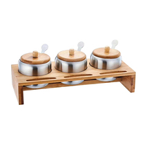 Eurostyle 304 stainless steel seasoning case suit seasoning jar seasoning box seasoning jar Salt Jar Three Sets Kitchen supplies