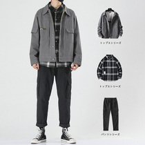 Mens loose tooling jacket spring new jacket Korean trend set with handsome Tide brand mens clothes