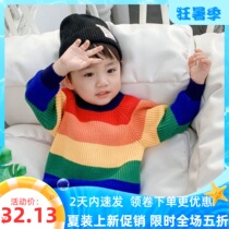 Boys autumn clothing 2021 new childrens clothes in childrens baby rainbow sweater children foreign air knitted blouses