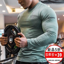 Luck Iron Wolf sports fitness clothes long sleeve men autumn loose elastic breathable quick-dry running training casual top