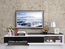 Telescopic TV cabinet White paint tempered glass TV cabinet Fashion simple bake black color TV cabinet