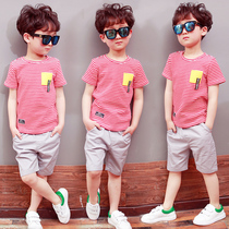 Childrens clothing boys summer suit 2020 new middle and large children 3 summer 5 short-sleeved 6 summer 8-year-old handsome male Bao Yang tide