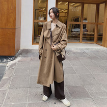 Khaki windbreaker women long small Autumn 2020 new Korean version of loose temperament popular knee coat