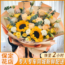 Baozhou sunflower bouquet rose flower delivery same city Anguo Gaobei store Zhuozhou Dingzhou birthday delivery store