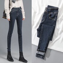 High waist jeans womens tight small feet 2021 Spring and Autumn New Korean slim Joker slim pencil pants tide