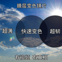 Myopia lens anti-blue color change film powder purple blue gray tea resin aspherical lens light and ultra-thin