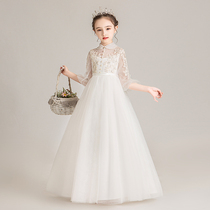 Childrens princess dress puffy gauze foreign flower girl wedding girl dress girl host piano performance dress summer