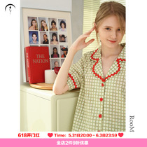 Room RooMance Ru Man Division Original Gprint pure cotton pyjamas female summer short sleeve shorts loose Home clothes Two sets