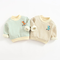 2020 new boy plus velvet sweater baby cartoon pullover top 1 a 4 year old boy autumn winter clothing base shirt