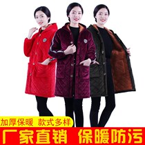 Conjoined hood clothes winter cotton cover clothes winter warm and thickened outside wearing mother clothing plus cotton clip cotton old gush woman cooking