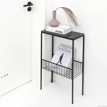 NASO Nordic simple Wrought iron bookshelf magazine rack European bedroom living room floor storage rack display rack
