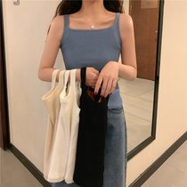 2020 female Korean version double layer plus suede knit harness vest female inner lap sleeveless elastic undershirt warm blouses