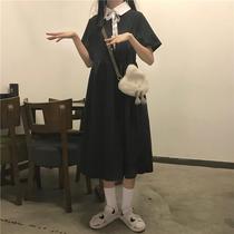 College Wind Sweet and Dress Female Summer Student Short Sleeve Loose and thin medium Long paragraph a word nepotism