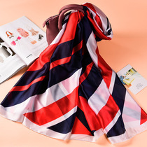 New European and American fashion ink flowers ladies simulation silk printing silk scarf beach towel sunscreen variable shawl