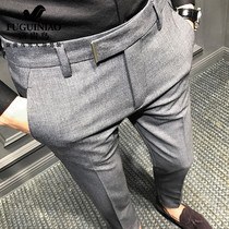  Rich bird spring slim casual trousers Mens nine-point pants small feet suit pants mens pants Korean style trend trousers