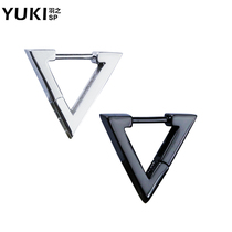 YUKI personality Korean version 925 pure silver jewelry triangle ear buckle tide male girl silver earring stud simple cold wind