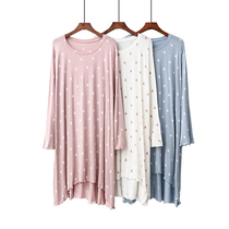 Sleeping Dress Woman Autumn Mordale Long Sleeve Round Collar Midlength Skirt Small Bear Printed Home Skirt Minimis Spring Autumn Pyjamas