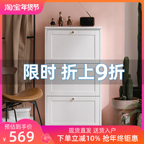 Ultra-thin shoe cabinet light luxury home door dump shoe cabinet solid wood porch cabinet space-saving entry door simple storage cabinet