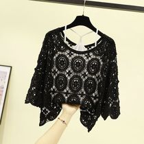 2020 summer loaded with a very fairy hood foreign air thin lace female skirt external lapped loose base hollowed-out needle weaselwear