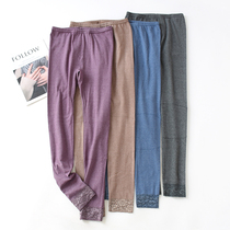 Heating slim fit pure cotton autumn pants woman single piece Body Warm Line Trousers Lining Pants Cotton Wool Sweater Kneecap with big code lace