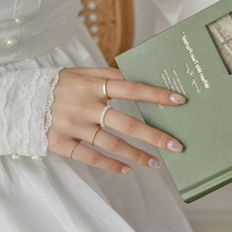 Pearl Vegetarian Lap Weave Laminated suit ring Ring Joint Withdrawal of lukewarm wind High level Sensation Matt Golden Ring